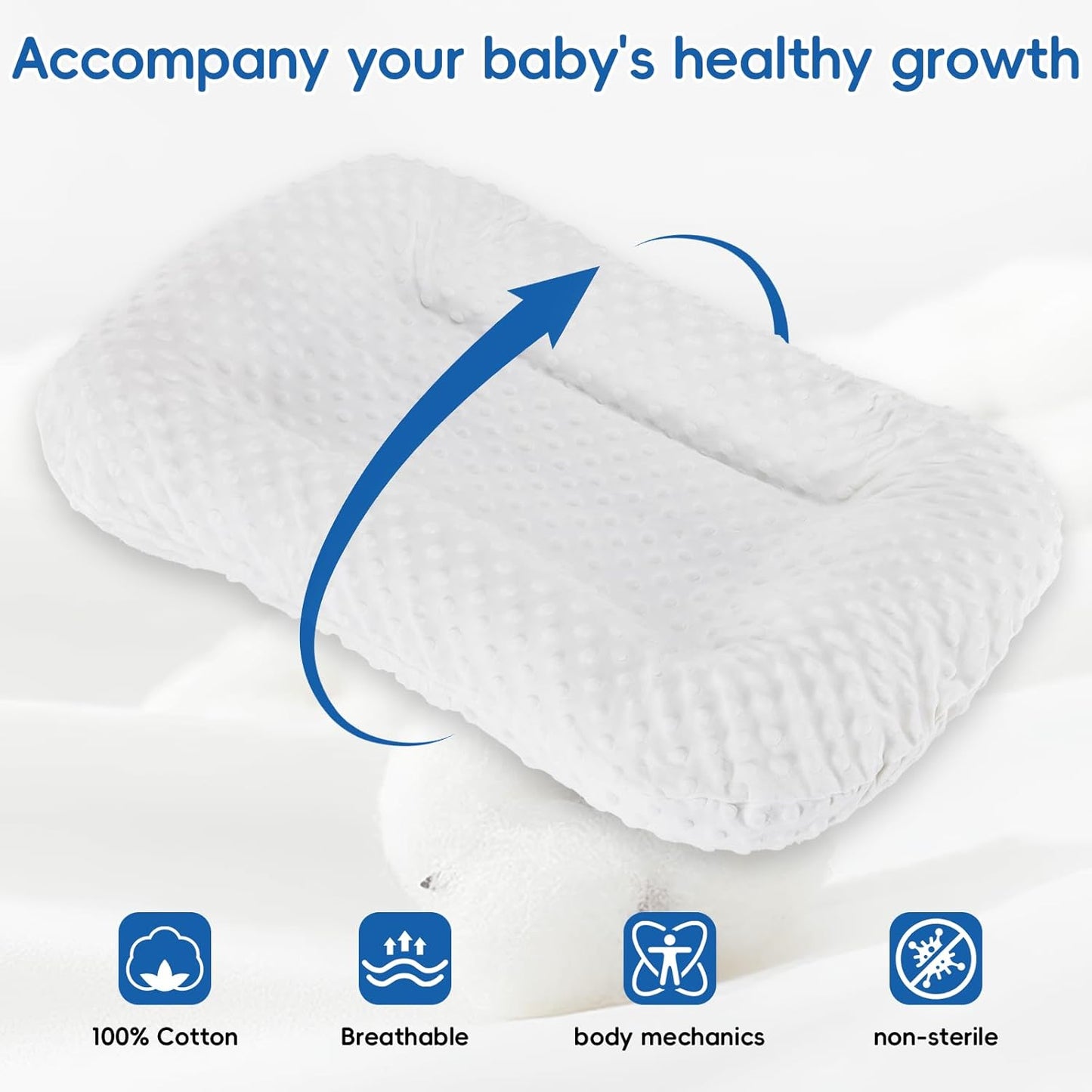 Baby Lounger for Newborn Flat Cover,Baby Nest Cover Tummy Time Mat Breathable & Soft,0° Angle Babies Essentials Gifts Newborn Lounger for Boys & Girls 0-12 Months(White Bean)