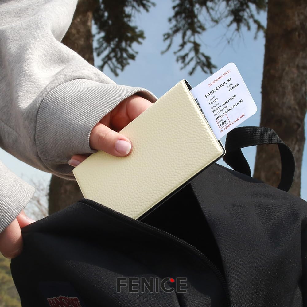 Fenice Classic Passport Cover Holder Wallet Case for Travel Essential RFID Blocking Vegan Leather Waterproof (GREEN)