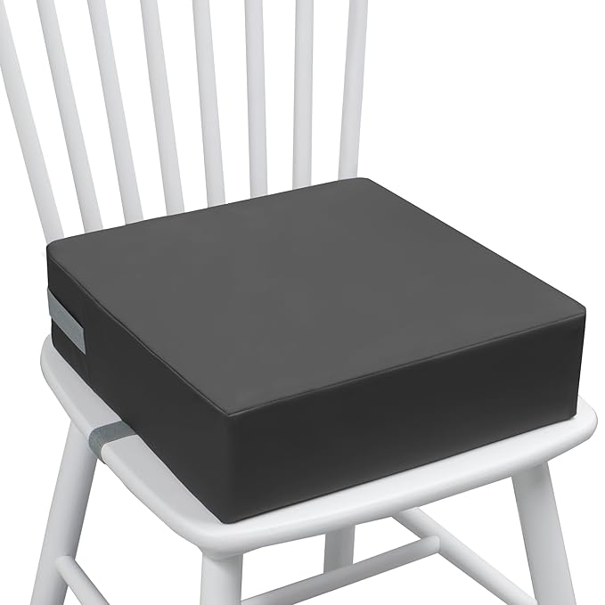 Booster Seat for Dining Table, PU Anti-Scratch Easy Cleaning Kids Toddler Booster Seat for Table, Portable Increasing Booster Cushion with Non-Slip Bottom and Adjustable Elasticity Straps