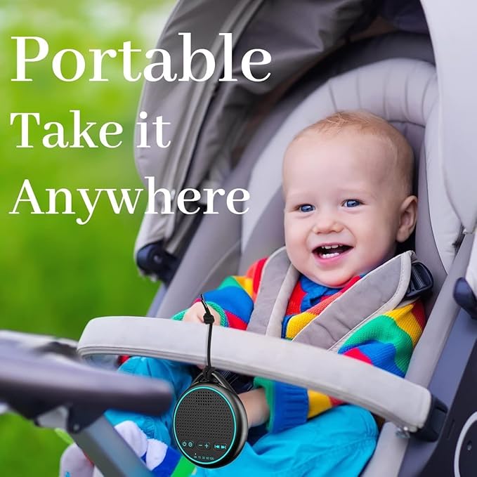 White Noise Sound Machine with 25 Soothing Natural Sounds Rechargeable Battery Portable for Travel 32 Volume Levels 5 Timers Compact Size for Baby Kids Adults Sleeping (Black-Upgrade)