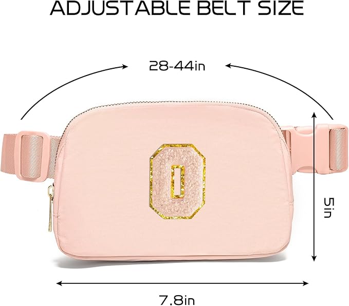Gitus Gifts for 8 9 10 11 12 Year Old Girls Belt Bag Fanny Pack Crossbody Bags with Initial Letter Patch Cute Stuff Birthday Gifts for Teen Girls Women Personalized Trend Stuff (Coral Pink-O)