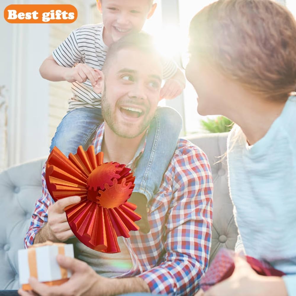 3D Printed Gear Ball, Gears phere Gear Ball Fidget Toy, Puzzle Balls, Fidget Ball, Cube Fidget Toy ,Gear Ball Toys for Classroom Prizes, Party Birthday, Anxiety Relaxing and Stress. (Red)