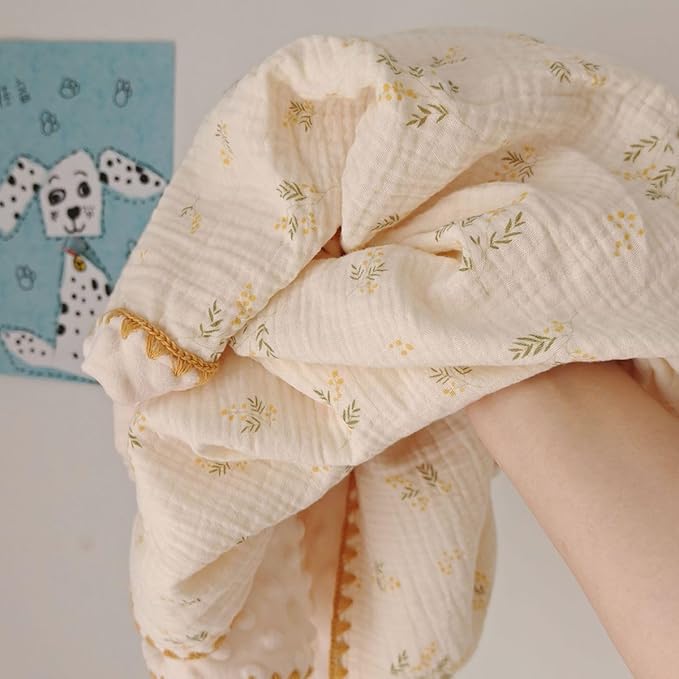 Baby Muslin Thick Blanket Double Layer Soft Neutral Receiving Blanket Crib Bedding 40x40 inch Throw Blanket 40"x40"