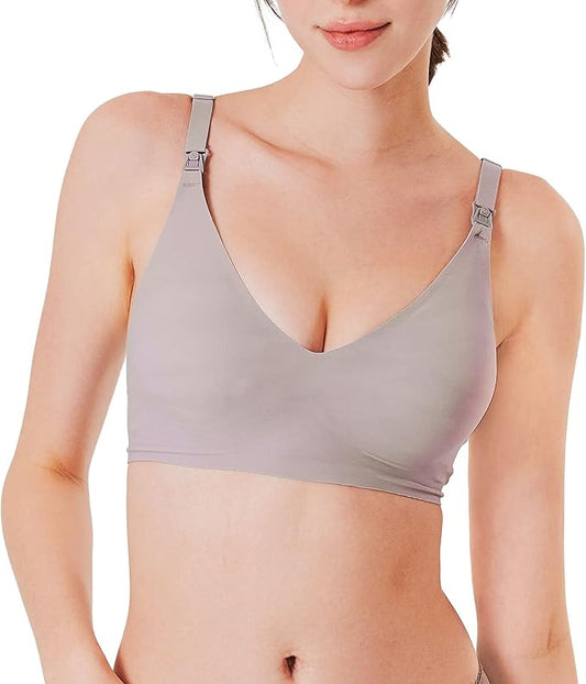 Mamaway Silky Seamless Nursing Maternity No Show Wireless Bra, Smooth, Cooling, Lightweight for Breastfeeding, Pregnancy