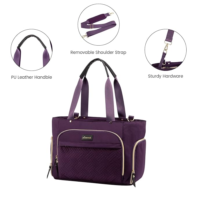 LOVEVOOK Breast Pump Bag, Diaper Bag Tote 3Pcs Set, Work Bag for Breastfeeding Mom with 15" Laptop Pocket, Cooler Bag & Changing Pad Fit Most Breast Pumps Like Spectra S1/S2, Medela, Rainyb, Elvie