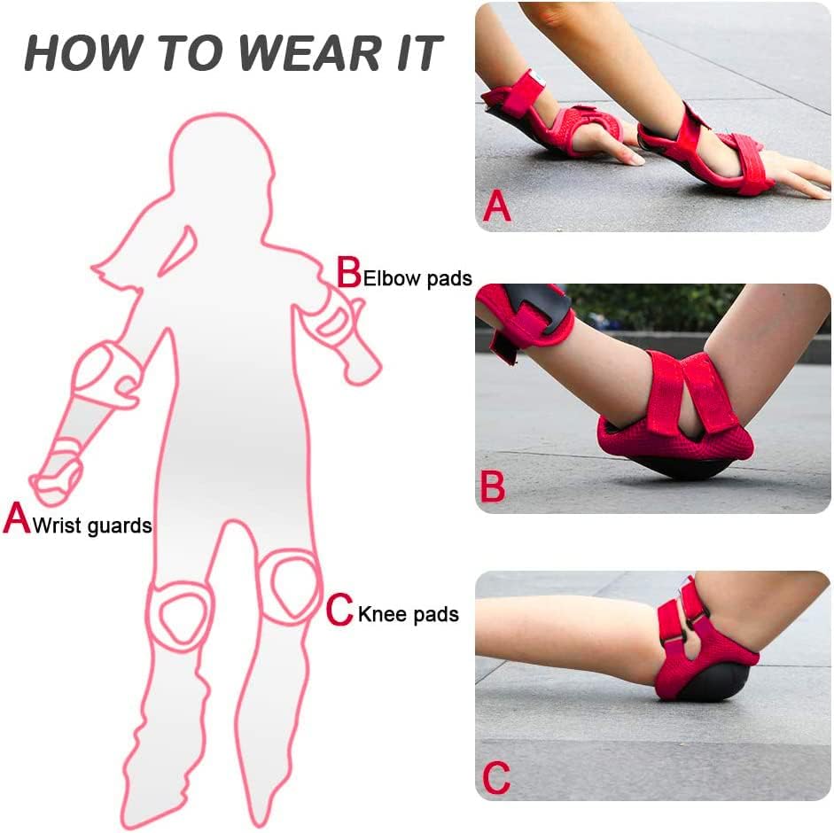 Adjustable Kids Helmet with Knee Pad, Elbow Pads & Wrist Guards - Toddler Bike Helmets for Ages 3-5, 5-8, 8-14 Years - Perfect for Skating, Biking, Cycling, and Skateboard - for Boys and Girls