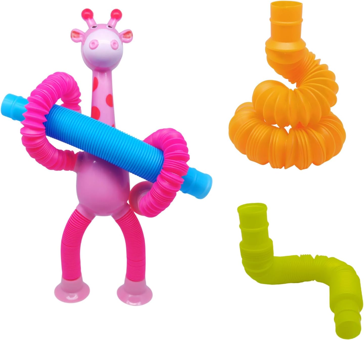 Telescopic Suction Cup Giraffe Toys, 18 Pack Pop Tubes Party Favors for Kids, Kawaii Animals Giraffe Pop Tube Sensory Toys for Classroom Prizes Stocking Stuffers (18 PCS)