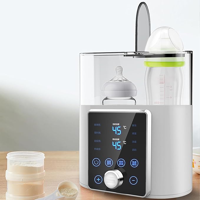 Asixxsix Baby Bottle Warmer, 2 in 1 Deep Cleansing Baby Milk Warmer, Dual Baby Bottle Warmer with Accurate Temperature Control, Heat Baby Food Jars, Constant Temperature