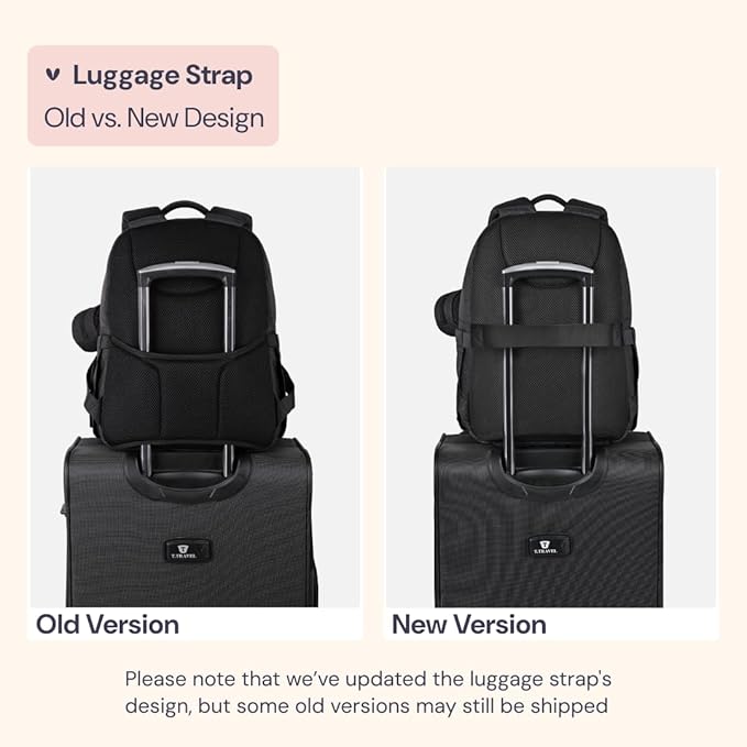 BabbleRoo Diaper Bag Backpack, Travel Backpack with Changing Pad, Pacifier Case & Stroller Straps, Multifunction, Waterproof, Unisex – Black