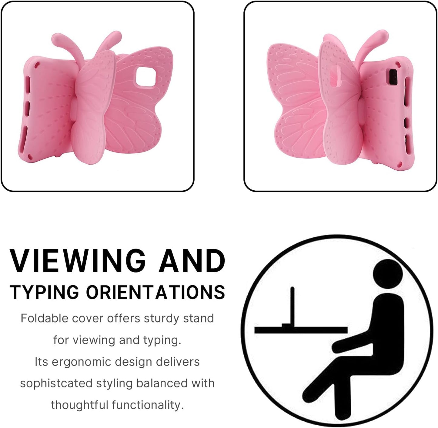 Fire HD 10 Tablet 11th Gen 2021 case Cute Butterfly Case with Stand for Kids Light Weight EVA Rugged Shockproof Heavy Duty Kids Friendly Full Cover for Fire HD 10 11th Gen 2021 (Pink)