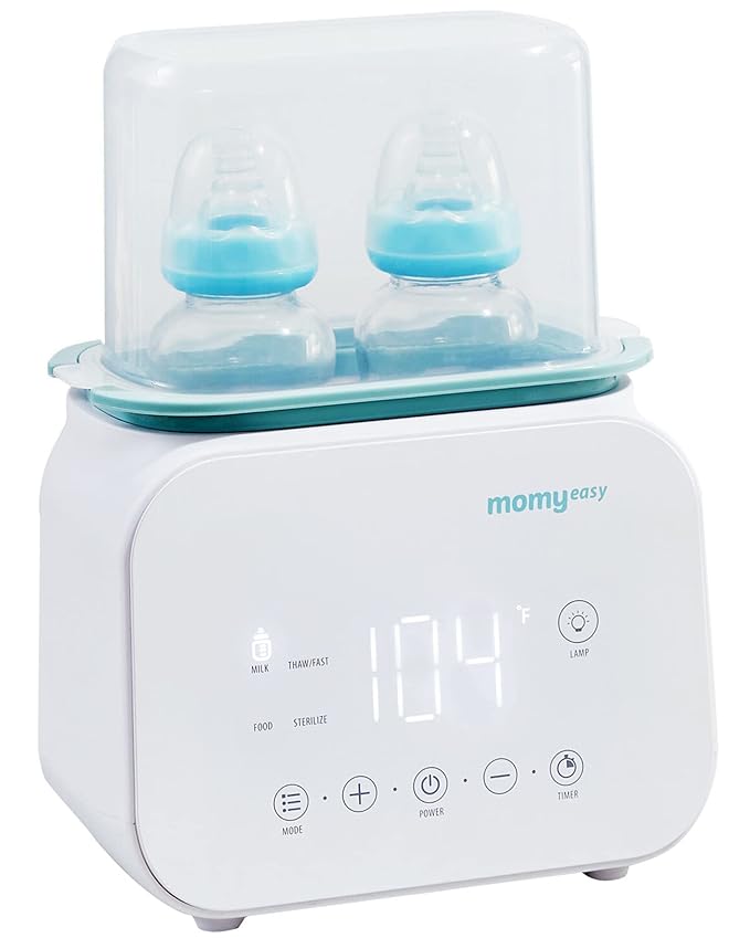 MOMYEASY Bottle Warmer, Fast Baby Bottle Warmer for Breastmilk Formula, 7-in-1 Food Heater&Breast Milk Defrost with LCD Display, Baby Formula Warmer for All Bottles with 24H Temperature Control