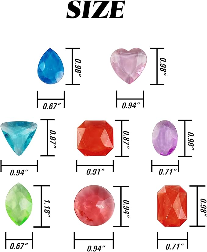 150PCS Pool Diving Gems Toys, Colorful Crystals Pirate Treasure Jewels Acrylic Gems Plastic Diamonds Gemstones for Vase Filler Summer Beach Toys Home Decor Party Favors