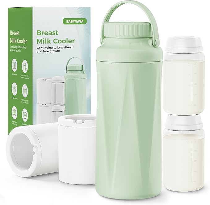 22oz Portable Breast Milk Cooler Bottle-Breastmilk Chiller for Outdoor Travel Mom, Keeps Milk Fresh Cooling for 24 Hours,Breastfeeding Essentials with 2pcs Bottle for Breastmilk Storage