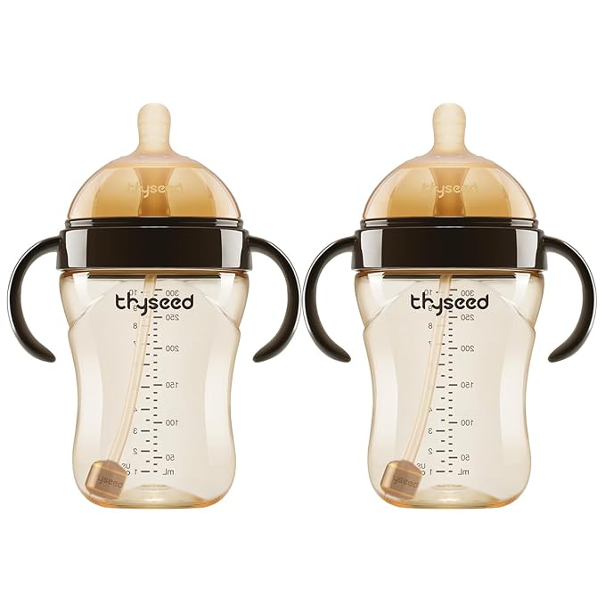 Thyseed PPSU Natural Breast-Like Bottle with Nipple(10 Months+),10oz，2pack