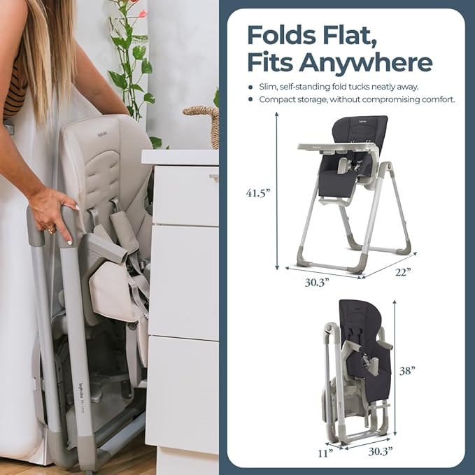 Inglesina My time Highchair, Pepper - Adjustable High Chair for Babies & Toddlers, 4 Height & 3 Recline Settings, Collapsible, Tool-Free Assembly, BPA Free, Removable Tray for Easy Cleaning