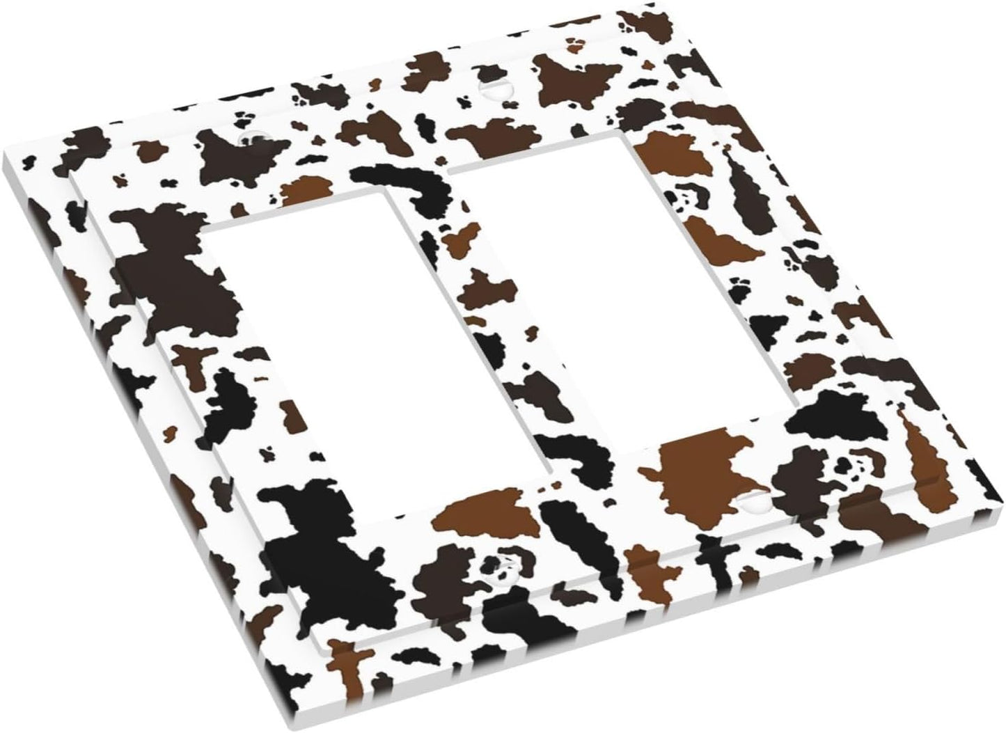 Decorative Outlet Covers Rustic Cowhide Highland Cow Milk Cow 2 Gang Double Gfci Rocker Electrical Wall Panels Light Switch Cover Plate For Farmhouse Home Decor