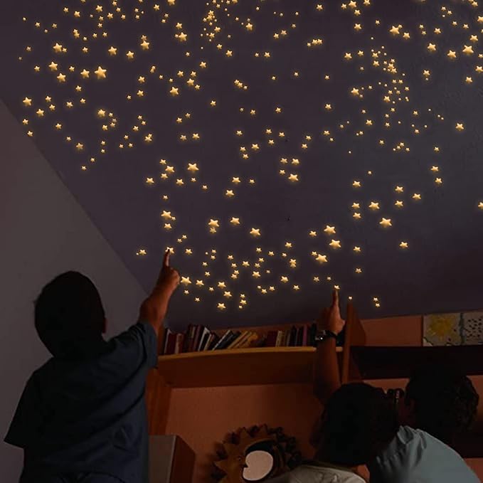 Glow in The Dark Stars Decals Decor 633 Pcs Luminous Dot Stars, 3D Starry Stars Glow in The Dark Stickers for Ceiling or Wall and Kids Bedroom Décor