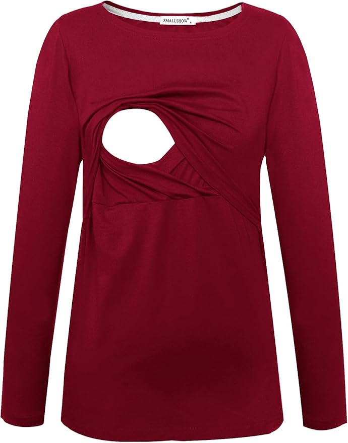Smallshow Women's Maternity Nursing Tops Comfy Long Sleeve Breastfeeding T-Shirt
