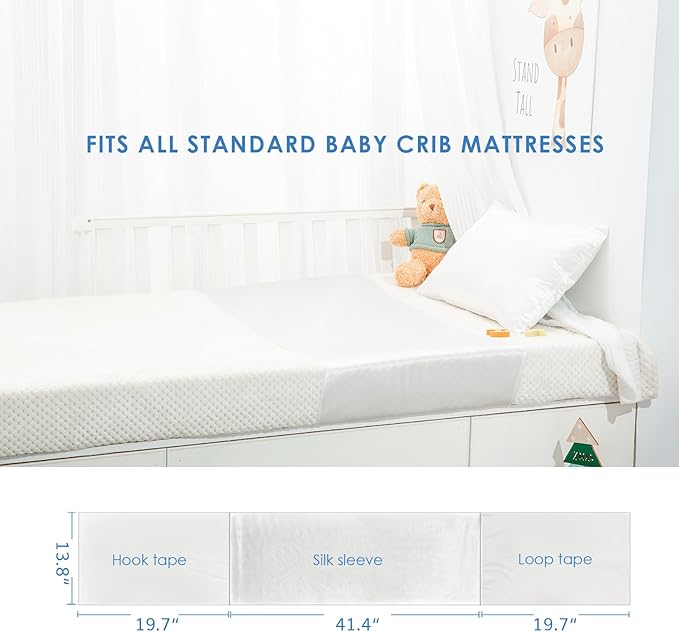 PROMEED 23 Momme Silk Crib Slip for Baby Hair, No More Bed Head and Baby Bald Spots, 100% Silk Crib/Bassinet Sheets for Baby Boy/Girl (White)