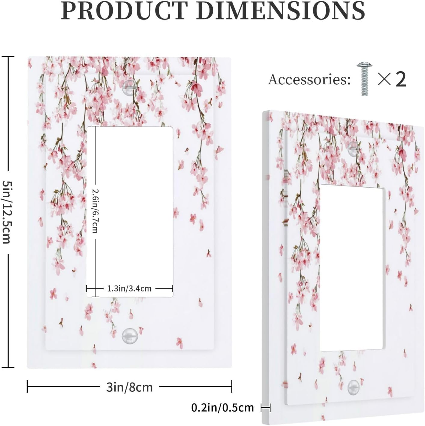 Decorative Outlet Covers Sakura Plant Floral Pink Flowers 1 Gang Single Rocker Light Switch Cover Plate Wall Plates Gfci Faceplate For Bed Room Living Room Decor