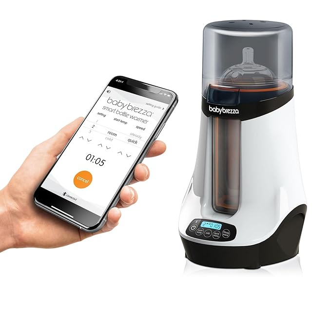 Baby Brezza Smart Baby Bottle Warmer, Breastmilk Warmer + Defroster – Free App - Different Temperatures for Breastmilk + Formula - Universal Fit for All Bottles + Milk Bags - Calentador de Biberones