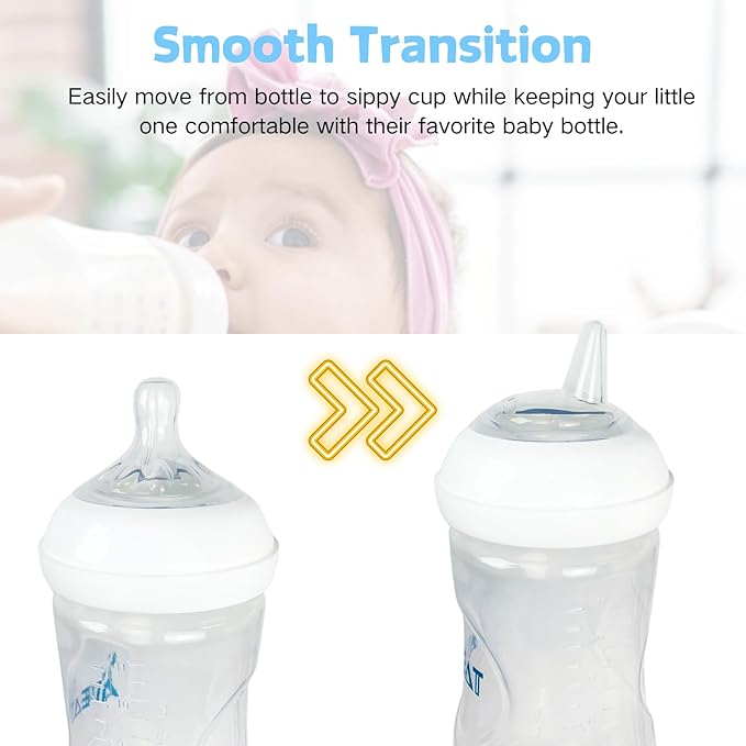 Sippy Spout Nipples Compatible with Philips Avent Natural Bottles, My Grippy Spout and Natural Trainer Sippy Cup, Soft Clear Food Grade Silicone Replacement Spouts, Leak-Proof, BPA Free, 6 Count