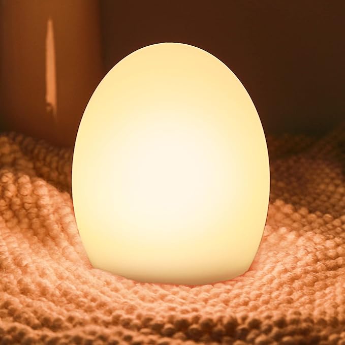 Cute Kids Night Light Night Lamp Night Lights for Kids Bedroom Toddler Baby Portable Silicone Battery Led Nightlight Nursery(Egg)