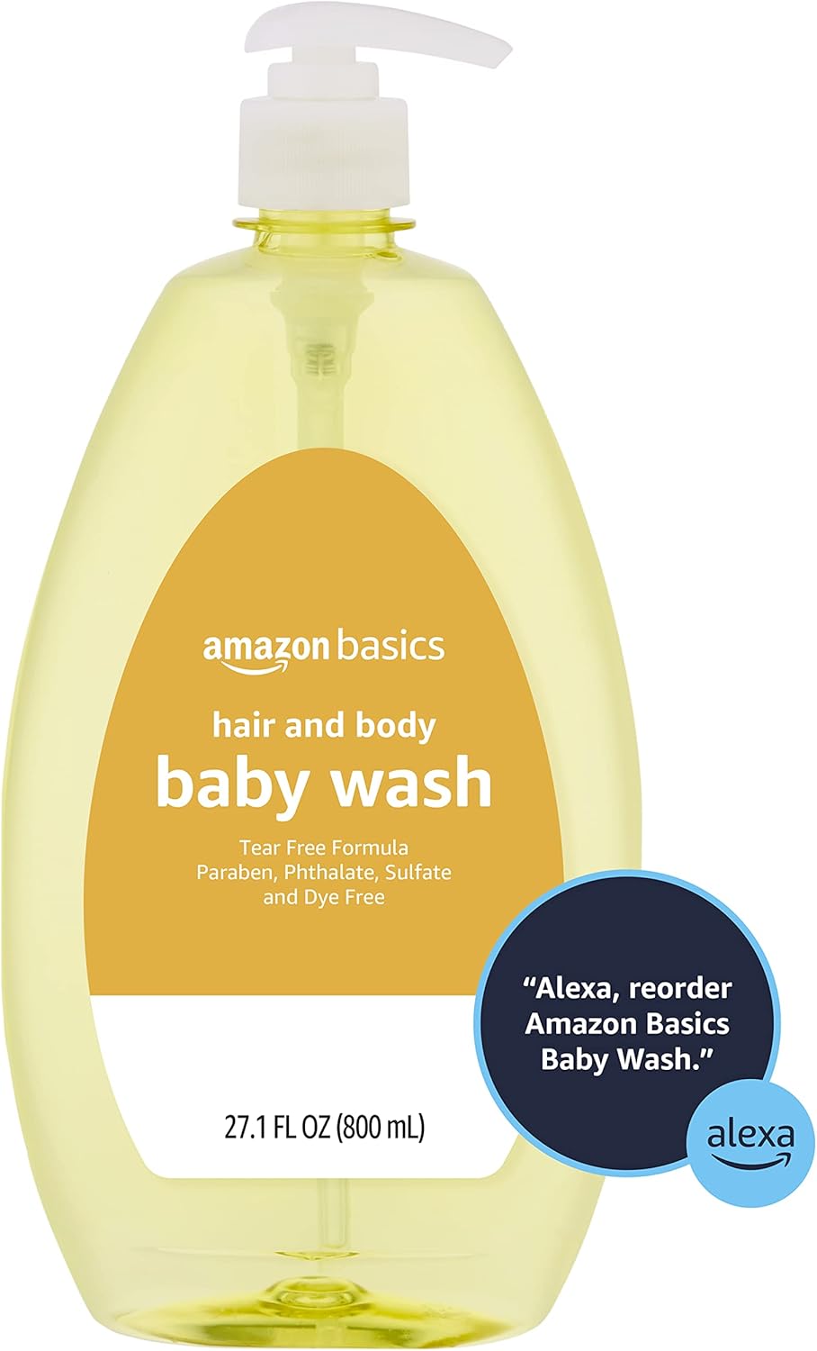 Amazon Basics Tear-Free Baby Hair and Body Wash, 27.1 Fluid Ounce, Lightly Scented, 1-Pack (Previously Solimo)