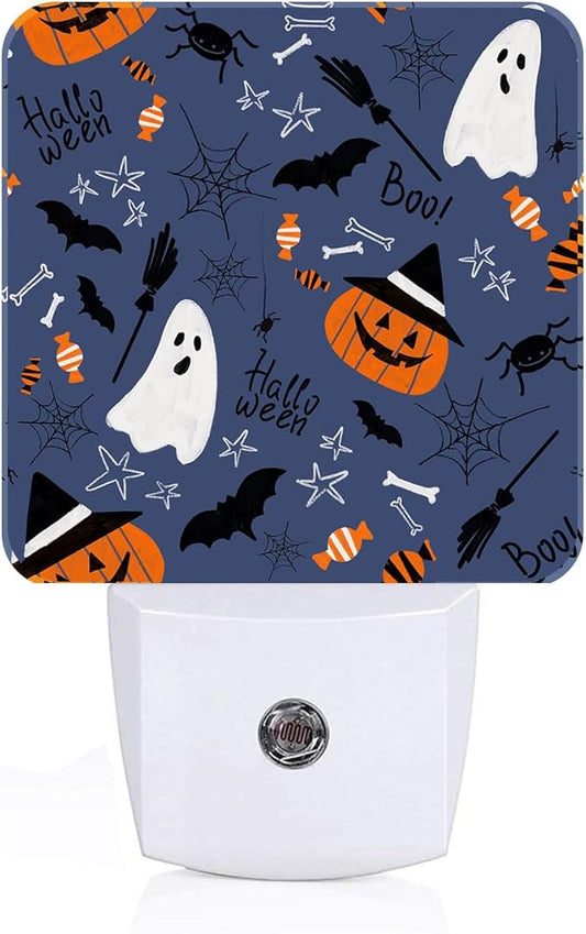 Happy Halloween Night Light,Plug Into Wall with Dusk to Dawn Light Sensors, Warm Nightlights for Bedroom, Bathroom, Hallway, Kitchen, Gifts Ideal for Boys Girls Women Men