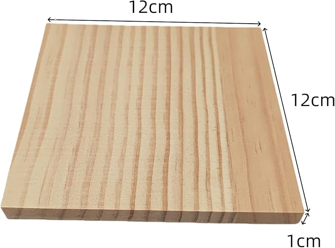 12PCS Unfinished Wood Square Blocks for Crafts, 4.7x4.7x0.4in Blank Wooden Squares Pine Wood Boards for Carving,DIY Wood Coasters,Painting & Burning