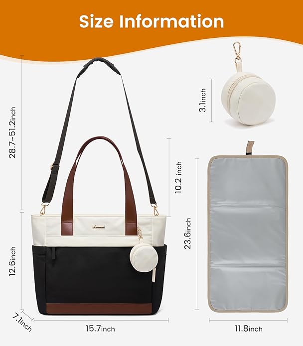 LOVEVOOK Diaper Bag Tote Large Baby Bag for Mom Hostipal and Travel Diaper Tote for Baby Boy with Pacifier Case Changing Pad
