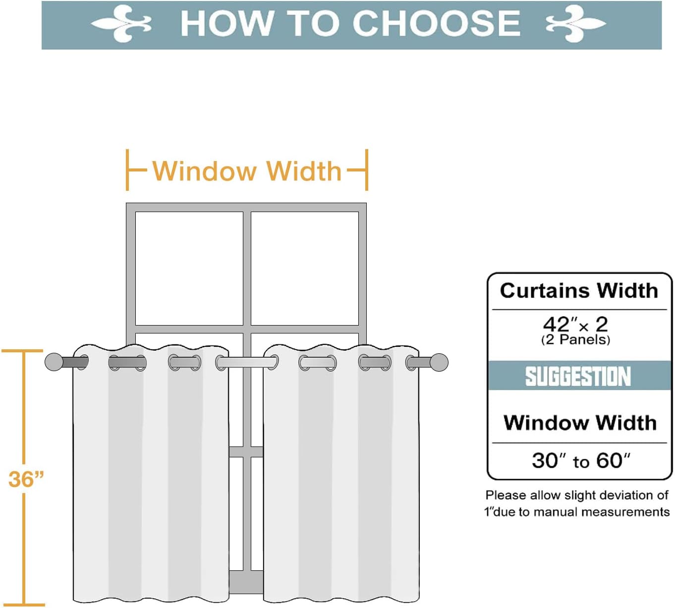 ChrisDowa Small Window Curtains for Kitchen and Bedroom - Grommet Short Thermal Insulated Room Darkening Curtains (2 Panels, Mustard Yellow, 42 x 36 Inch)