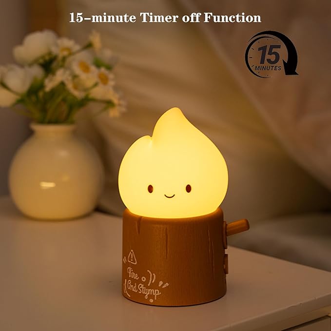 Cute Flameless Candles Lamp, Torch Stump Night Light, LED Tea Lights Candles Rechargeable Dimmable Timmer Lamp,Suitable for Kids lamp Bedroom,Outdoor,Camp,Gift (Tree Stump Fire)