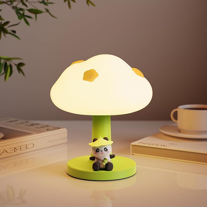 Cloud and Panda Rechargeable Night Light, Safe Soft Silicone Material, 3 Brightness Levels, Tap Control, Warm Light, Toddler Sleeping Lamp, Bedroom Night Lamp, Gift for Baby and Kid (Cloud and Panda)