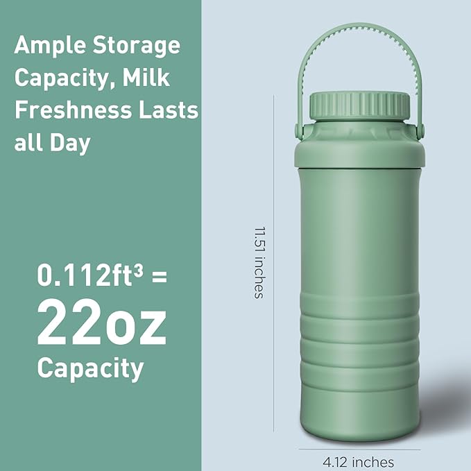 Portable Breast Milk Cooler Bottle - 22oz Breastmilk Chiller for Outdoor Travel Mom, Keeps Milk Fresh Cooling for 24 Hours, Breastfeeding Essentials with 2pcs Bottle for Breastmilk Storage