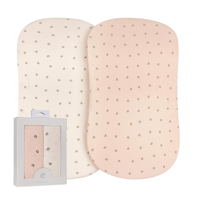 Ely’s & Co. Bassinet Sheets, Baby Girl Fitted Bassinet Mattress Sheet Set - 2 Pack, 100% Jersey Knit Cotton, fits Oval, Hourglass and Rectangle Mattress, Pink Vintage Floral Collection, 32”x16”x3”