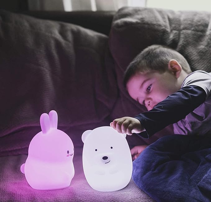 Night Light for Kids, Bedside Lamp for Children/Adults, Multicolor Light with Remote Control, Break Resistant, Eye Caring, Big Size, Adjustable Brightness & Color, Timing function - Large Bear