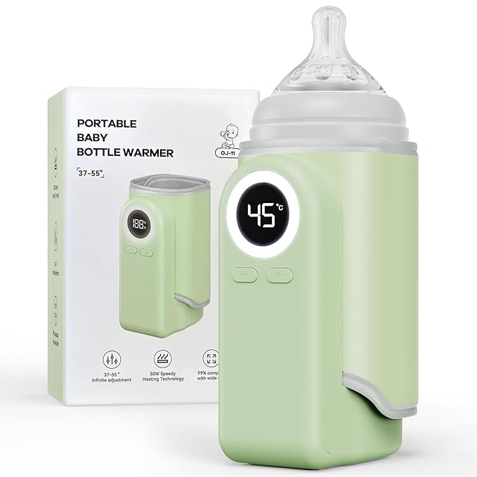 Portable Bottle Warmer for Travel, Precise Temperature Milk Warmer, 10000mAh Long Battery Life USB-C Fast Charging for Breast Milk/Formula Milk Warming, Fit Car, Airplane & On The Go Bottle Warmer