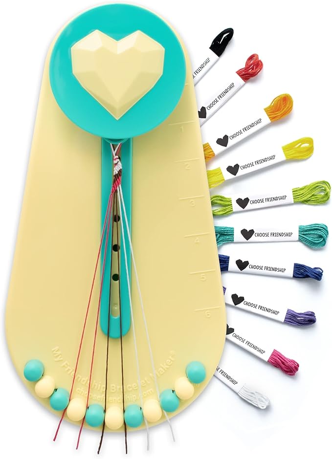 Choose Friendship Bracelet Making Kit – DIY Craft Loom for Kids Ages 8+, New & Improved Design, Includes 20 Threads, Makes 8 Bracelets, Yellow “Taffy”