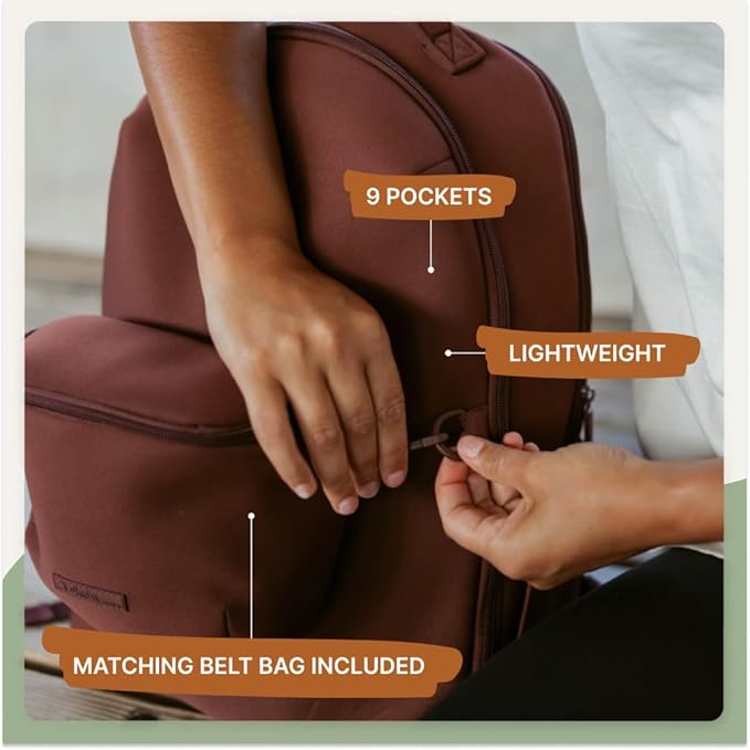 Parker Baby Drift Neoprene Backpack & Belt Bag | Roomy, Soft & Water Resistant | Travel Essentials w/Diaper Changing Pad | No-Bulk Design w/Adjustable Stroller Straps | Llama