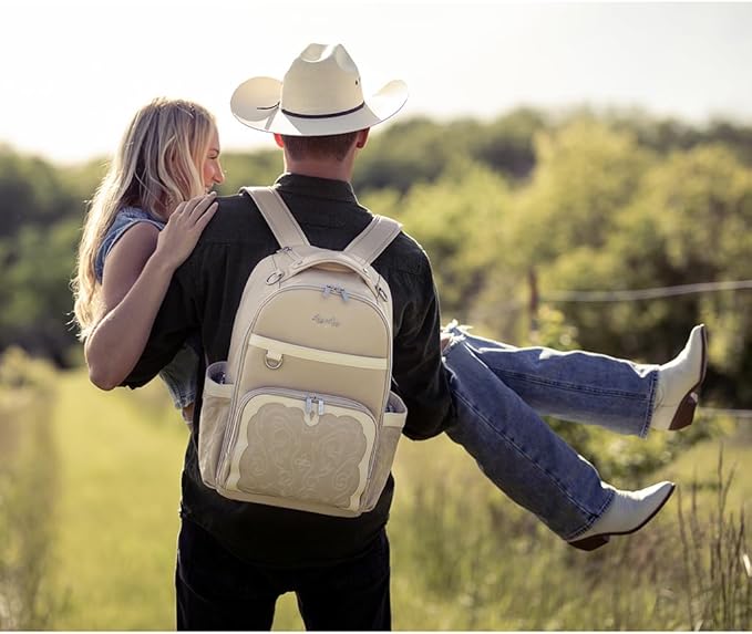 Itzy Ritzy Diaper Bag Backpack – Large Capacity Boss Plus Baby Backpack Diaper Bag Featuring 19 Pockets, Changing Pad, Stroller Clips, and Comfortable Backpack Straps, Oat