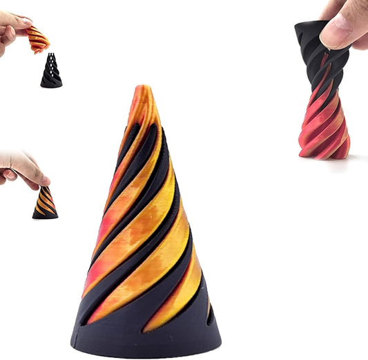 Impossible Pyramid Passthrough Sculpture,Pyramid Passthrough Sculpture-3D Printed Spiral Cone Toy Pyramid Decor Home Desktop Fidget Toys for Adults with Anxiety (Orange) (Orange)