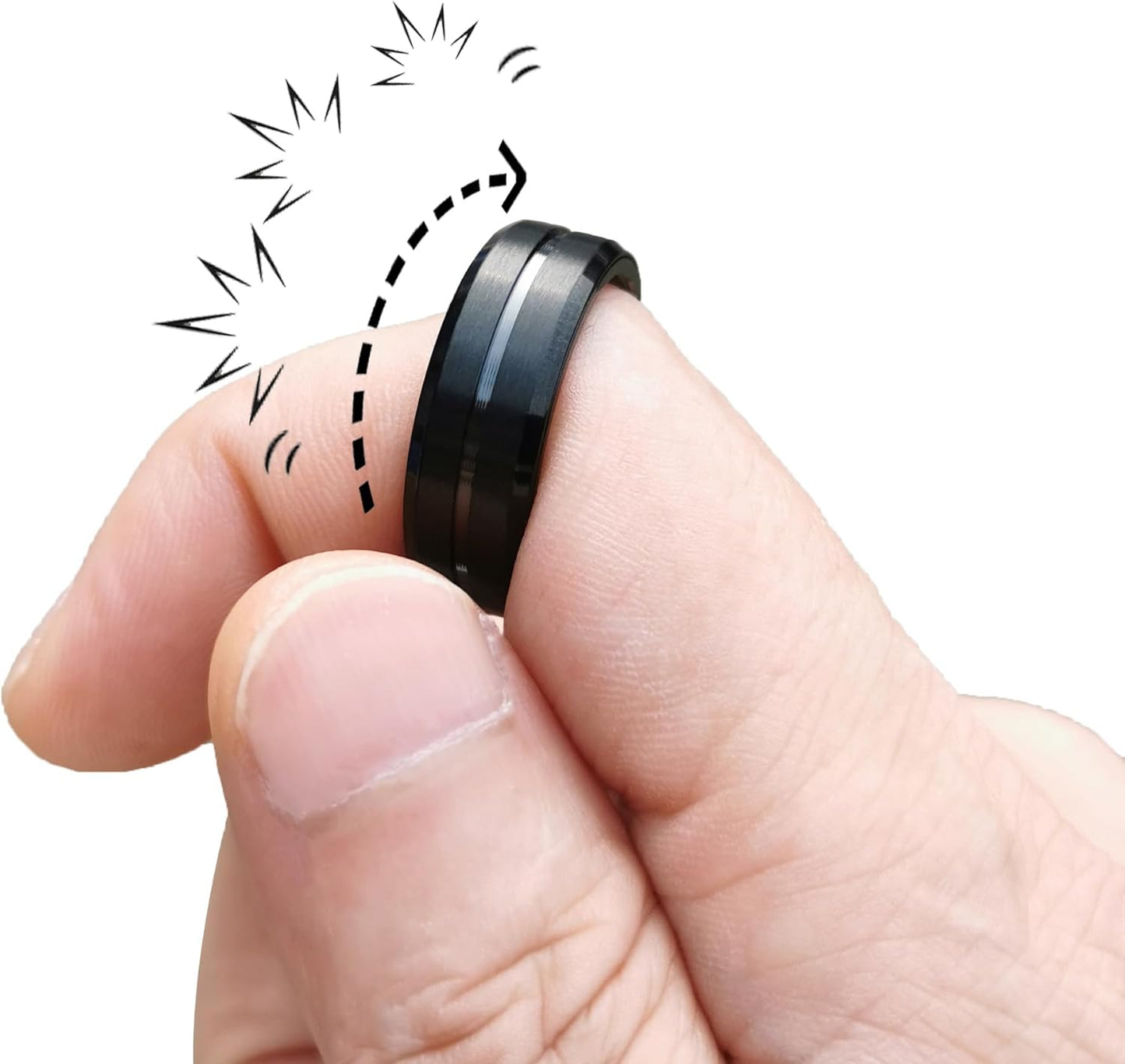 EDC Fidget Slider Fidget Toy Adult Stress Relief Metal Ratchet Ring Jewelry ADHD Recreational Fidget Toy Tactile Coin (Black, 8)