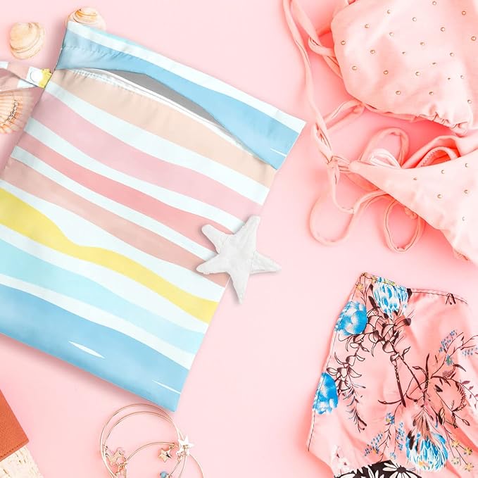 2 Pcs Wet Bag, Wet Dry Bag, Wet Bag for Swimsuit, Travel, Beach, Pool, Diapers, Dirty Yoga Gym Clothes, Toiletries, Makeup Bag, Beach Bag Ocean Starfish Anchor Decor Birthday Gift for Women.