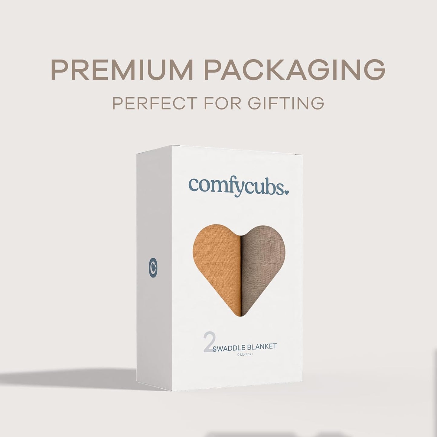 Comfy Cubs Muslin Swaddle Blankets Pack of 2 - 47 x 47 Inch Soft Cotton Baby Blanket Set, Large Multipurpose Wraps for Newborns - Self-Soothing Swaddles for Newborns - Cedar & Caramel