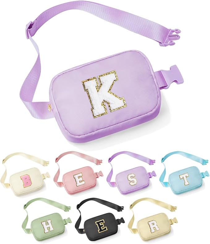 YOOLIFE Initial Belt Bag - Fanny Pack Crossbody Bag for Women, Monogrammed Crossbody Purse, Letter K