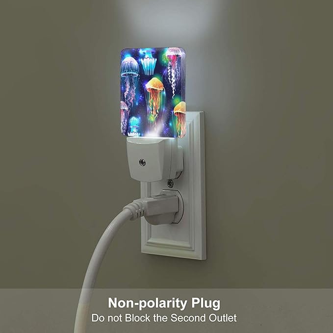 Glowing Jellyfish Night Light,Plug-in Night Lights with Dusk to Dawn Sensor for Stairway,Hallway,Bedroom Sleep Friendly Ideal for Women/Girls/Boys Gift,0.5w