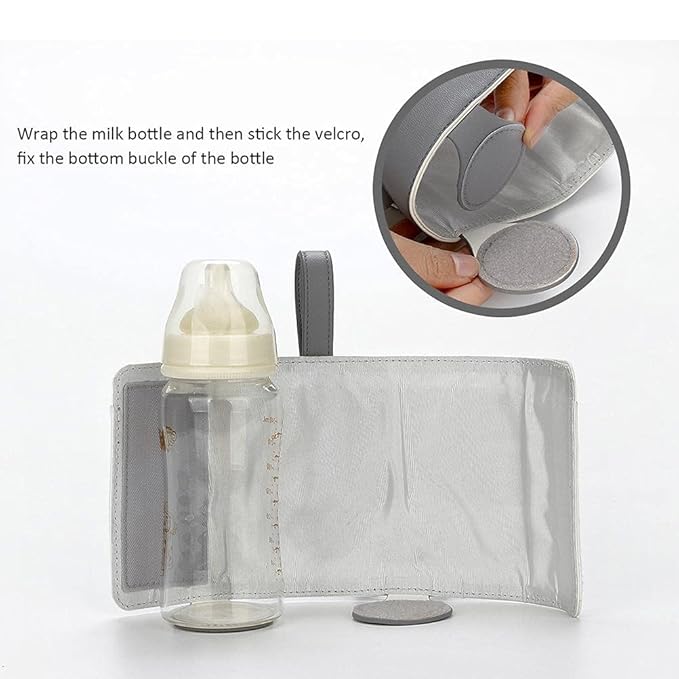 GOTOTOP Bottle Warmer Bag Portable Baby Bottle Warmer Leather Three Gears Adjustable Heated Bottle Bag Car Portable Thermostat Heating Cup Cover (a)