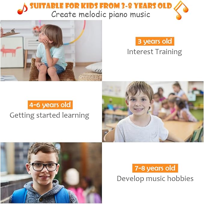 HONEY JOY Classical Kids Piano, 30-Key Mini Grand Piano with Music Stand and Bench, Wooden Musical Instrument Toy w/Lid & Music Rack, Gift for Boys Girls Ages 3+ (4 Straight Leg-Black)