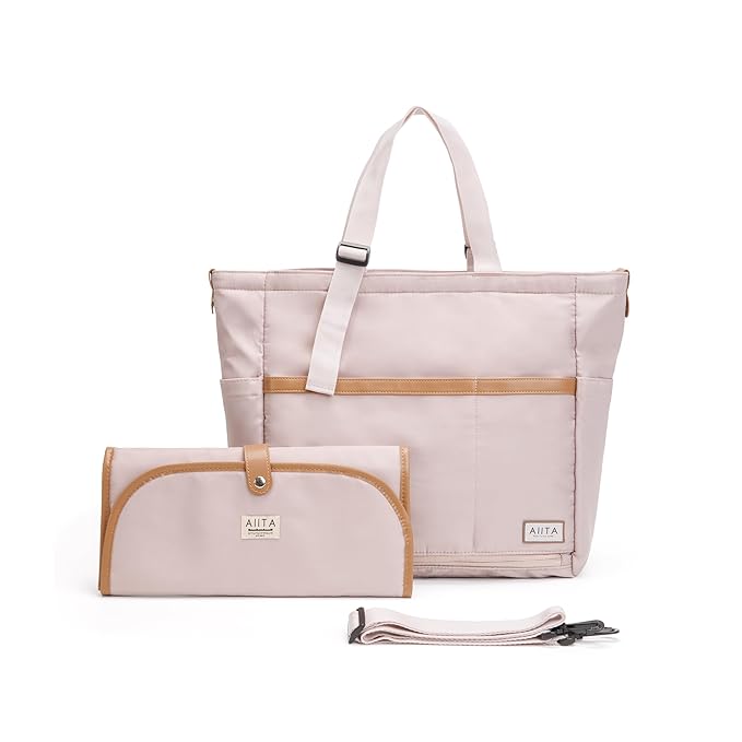 Diaper Bag Tote,Baby Diaper Bags,Convertible Diaper Bag Backpack,Crossbody Tote Bag for Women,Stylish Shoulder bag with Changing Pad,Baby Registry, Work Tote,Travel Gym Bag,Pink